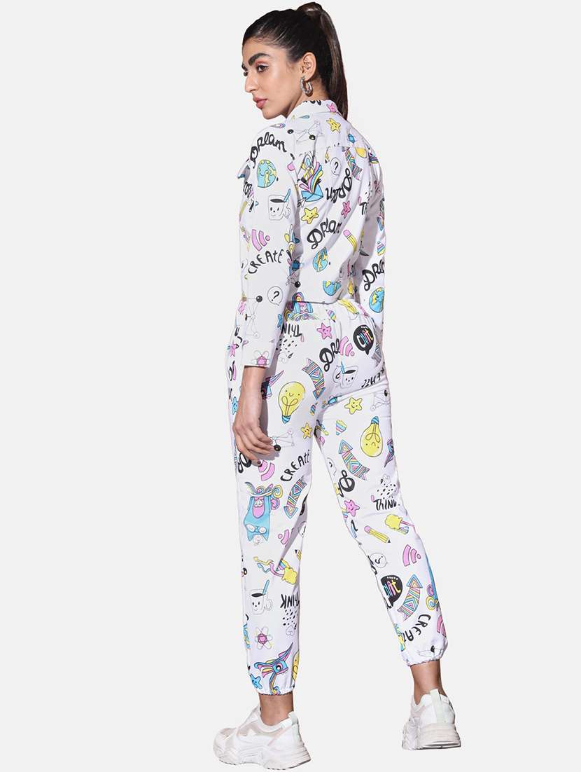 white cotton blend jacket and trouser set coord - 21946799 - Standard Image - 3