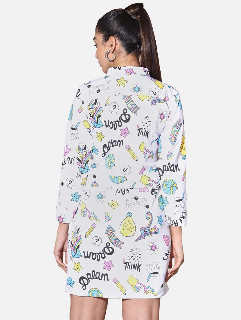 white printed cotton blend co-ord set women - 21946800 - Standard Image - 3