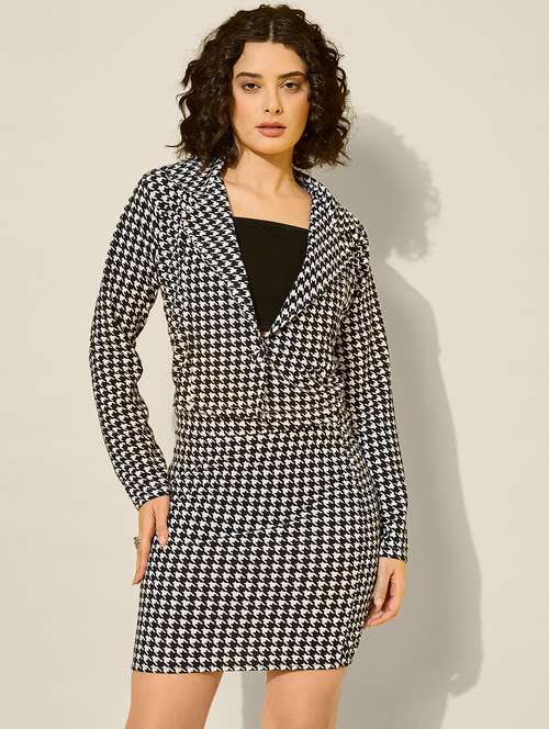 multi colored cotton blend blazer and skirt set coord - 21946801 - Standard Image - 0