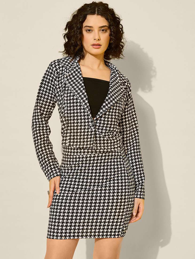 multi colored cotton blend blazer and skirt set coord - 21946801 - Zoom Image - 0