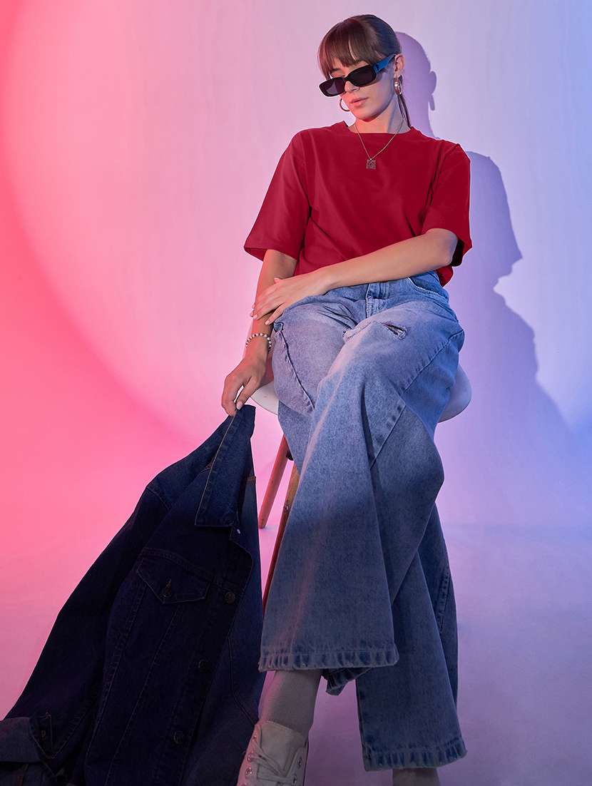women solid short sleeve crop t-shirt - 21946809 - Standard Image - 3