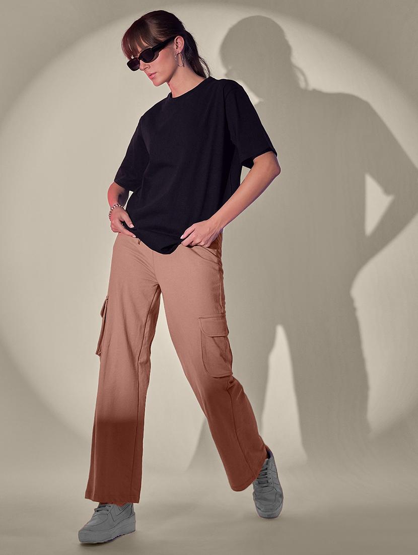 women solid short sleeve oversized t-shirt - 21946810 - Standard Image - 5
