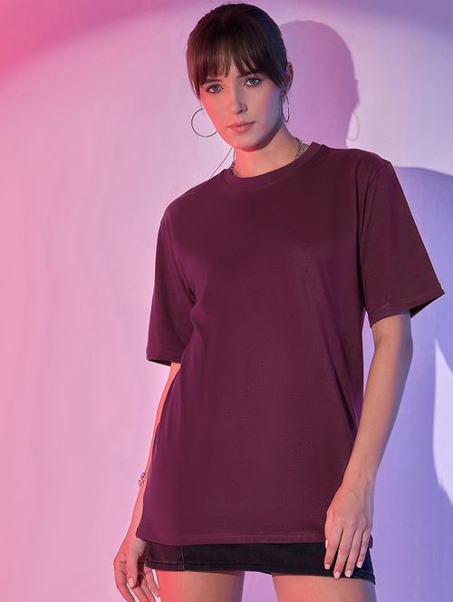 women solid short sleeve oversized t-shirt - 21946811 - Standard Image - 0