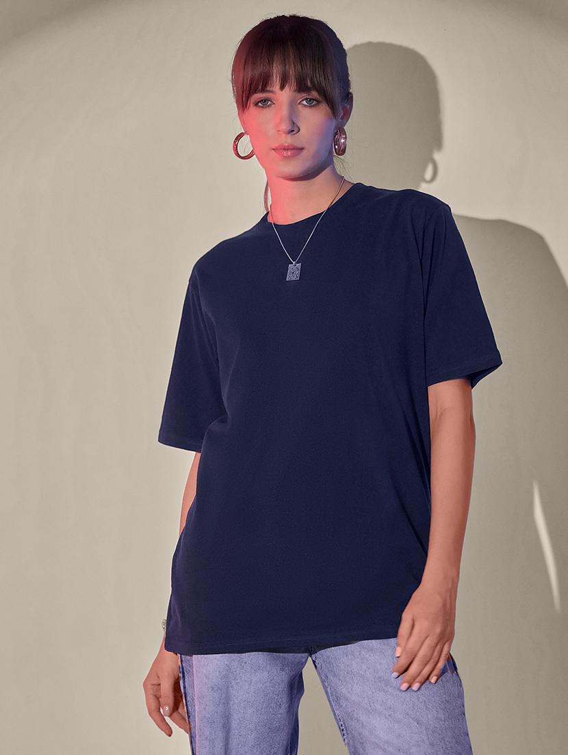 women solid short sleeve oversized t-shirt - 21946813 - Zoom Image - 0