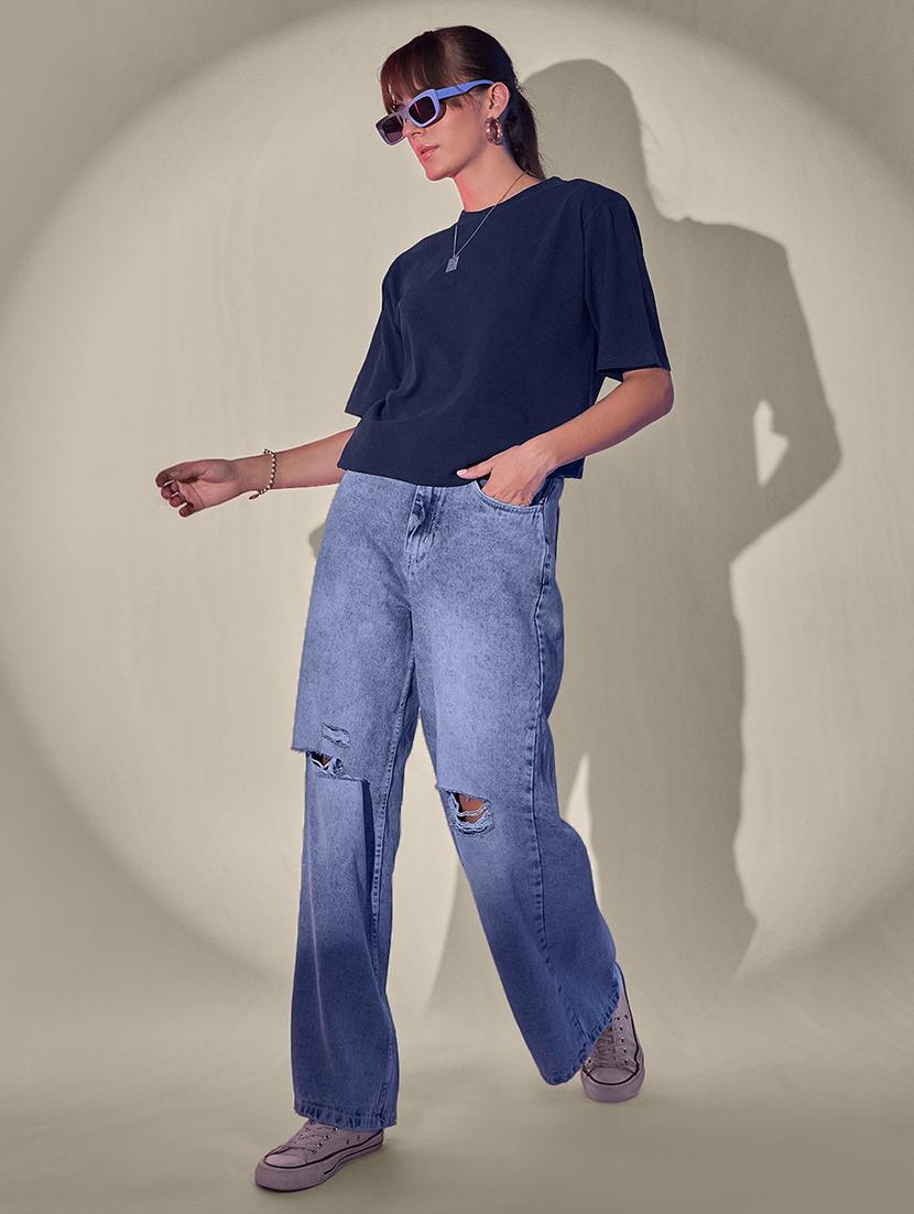 women solid short sleeve oversized t-shirt - 21946813 - Standard Image - 5