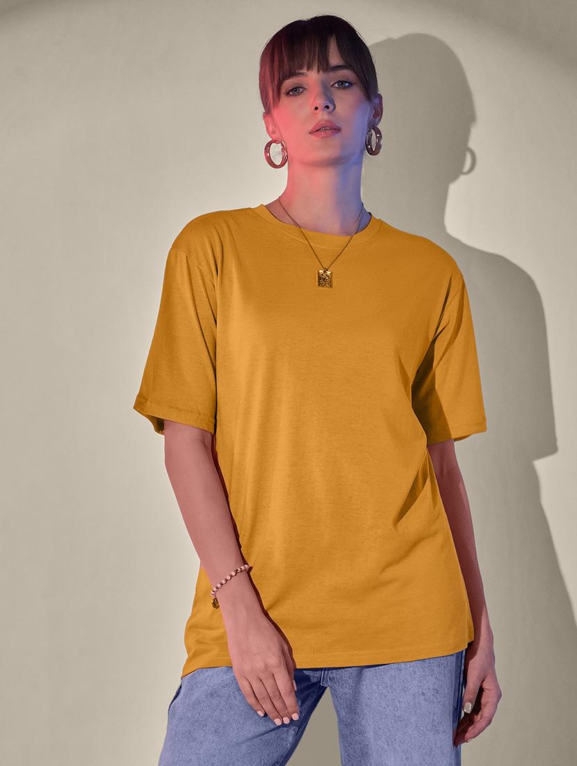 women solid short sleeve oversized t-shirt - 21946814 - Zoom Image - 0
