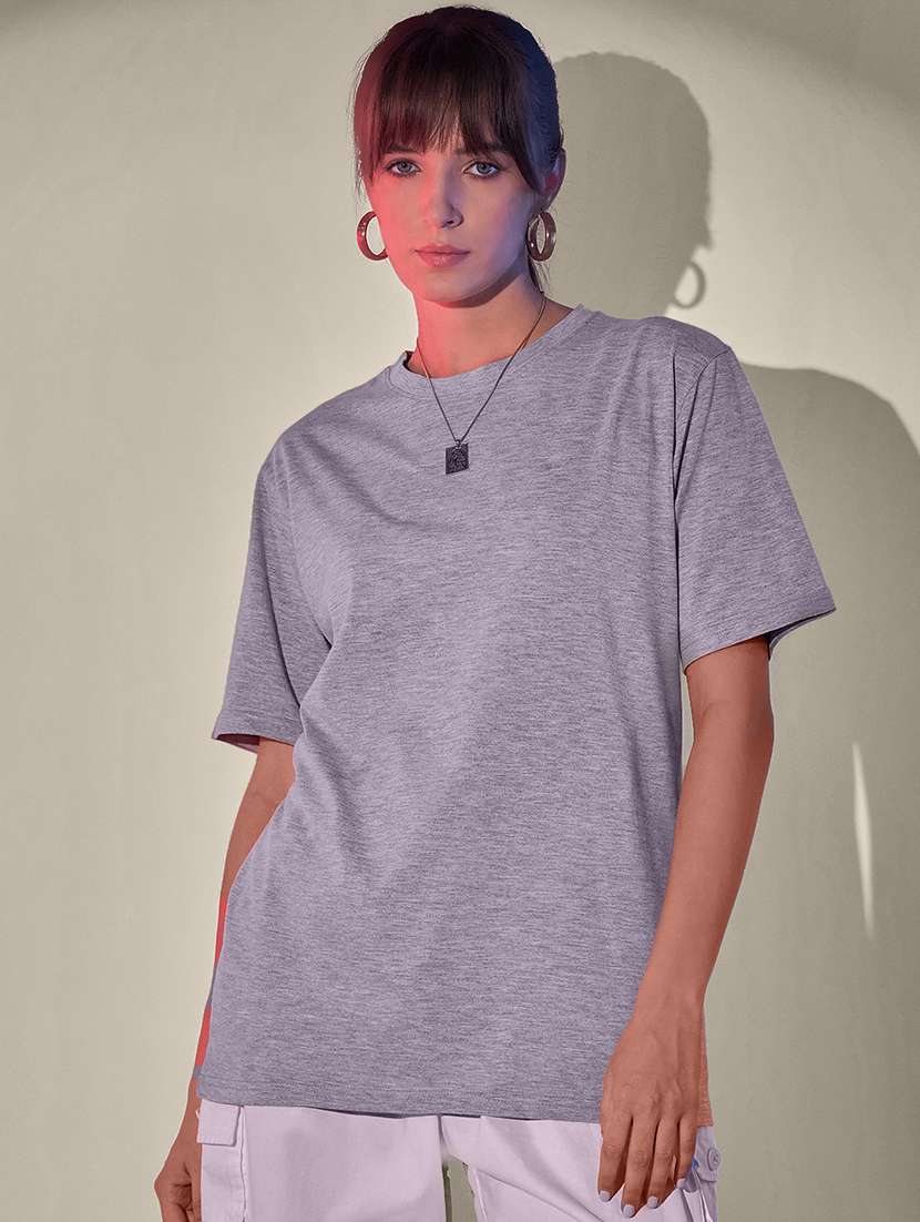 women solid short sleeve oversized t-shirt - 21946816 - Zoom Image - 0