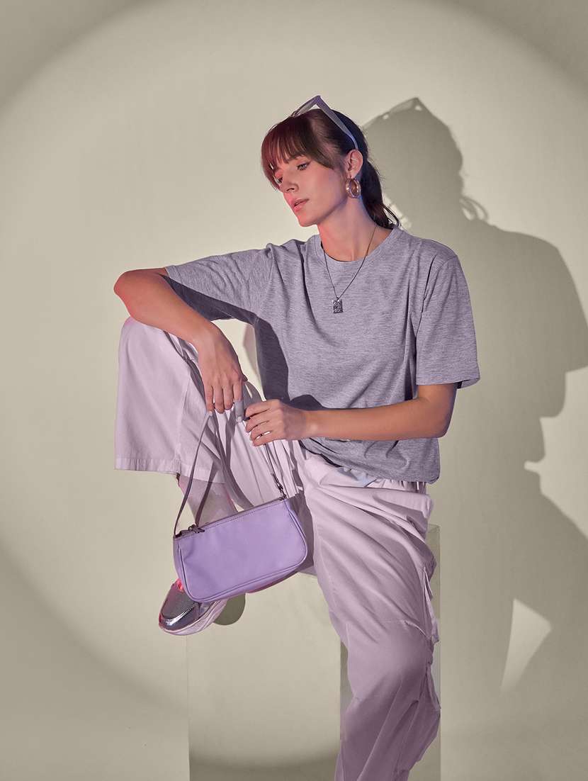 women solid short sleeve oversized t-shirt - 21946816 - Standard Image - 3