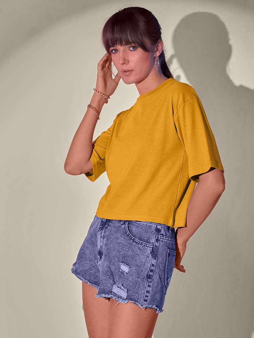 women pack of 2 solid short sleeve crop t-shirt - 21946818 - Standard Image - 5