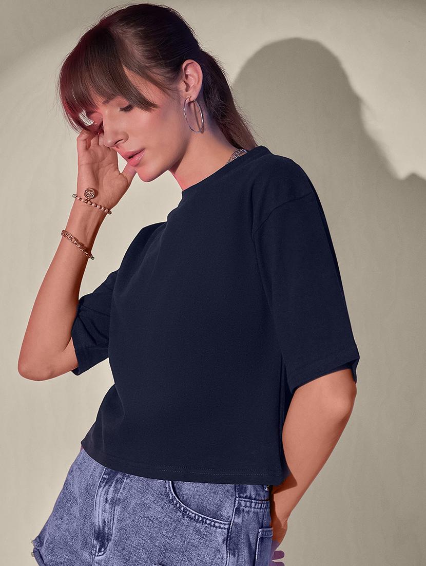 women pack of 2 solid short sleeve crop t-shirt - 21946819 - Standard Image - 5