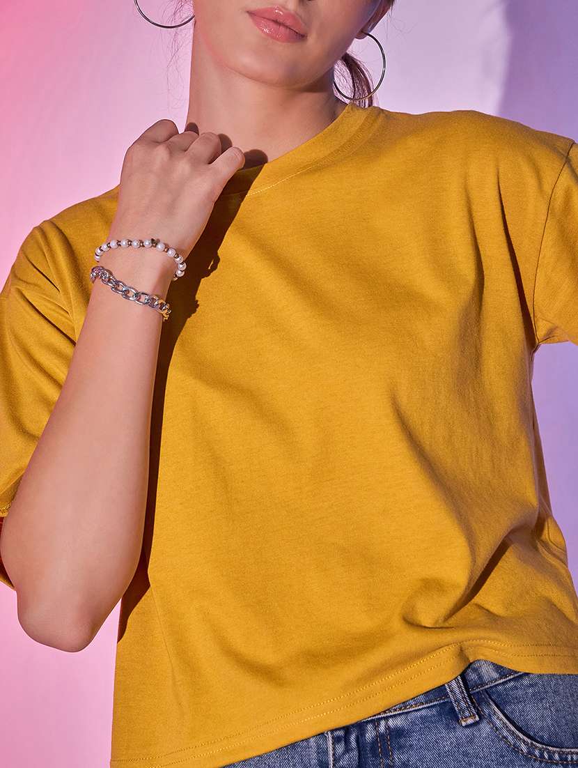 women pack of 2 solid short sleeve crop t-shirt - 21946826 - Standard Image - 3
