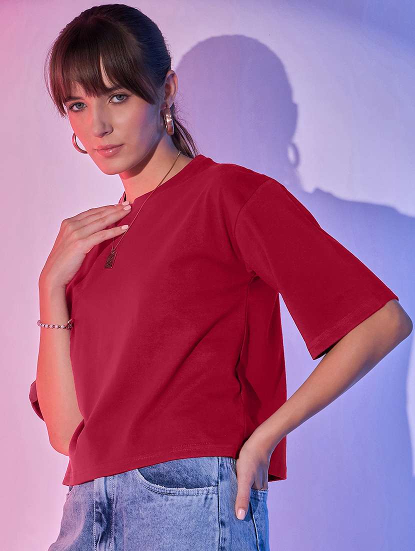 women pack of 2 solid short sleeve crop t-shirt - 21946826 - Standard Image - 5