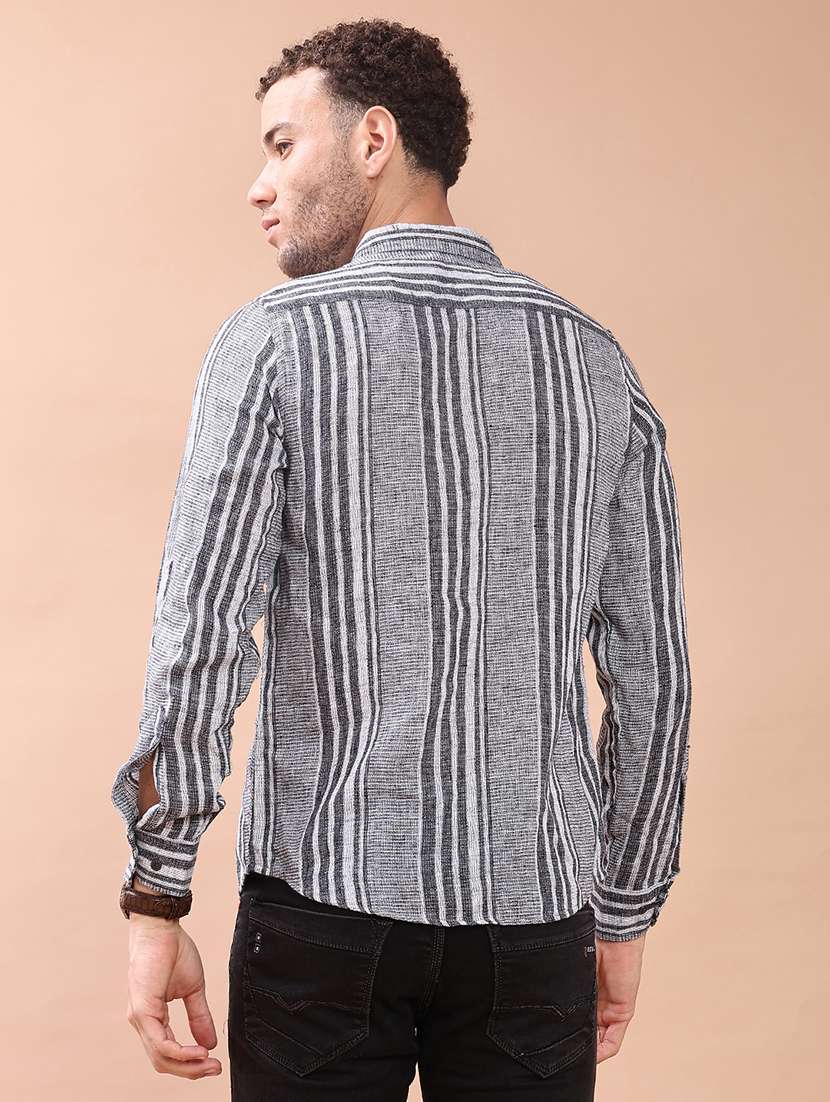men striped collared long sleeve shirt - 21946881 -  Standard Image - 3