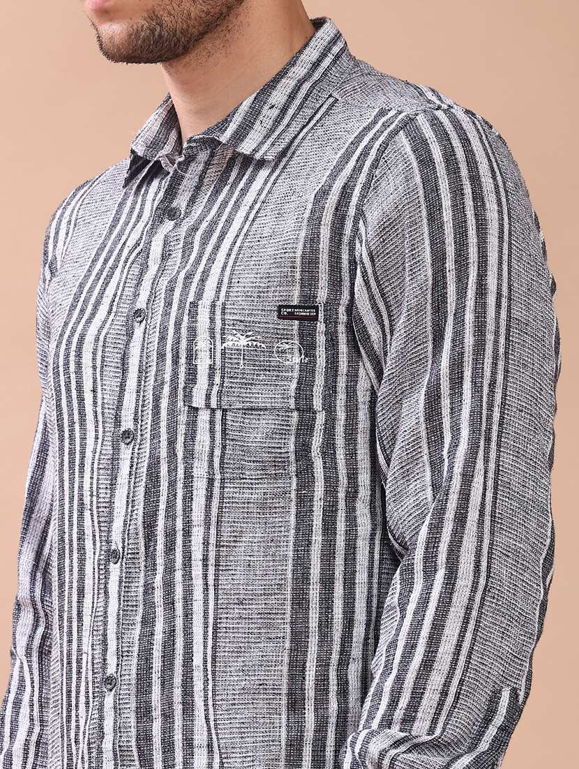 men striped collared long sleeve shirt - 21946881 -  Standard Image - 5