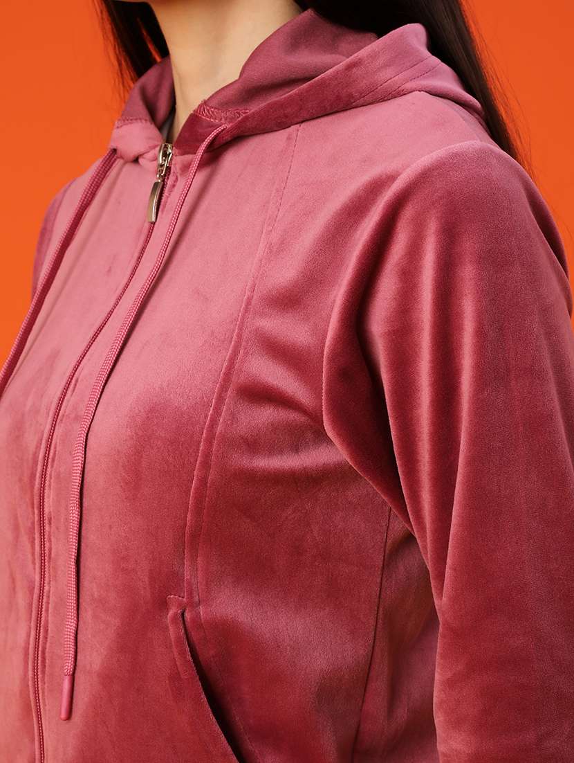 women solid long sleeve hooded sweatshirt - 21946914 -  Standard Image - 5