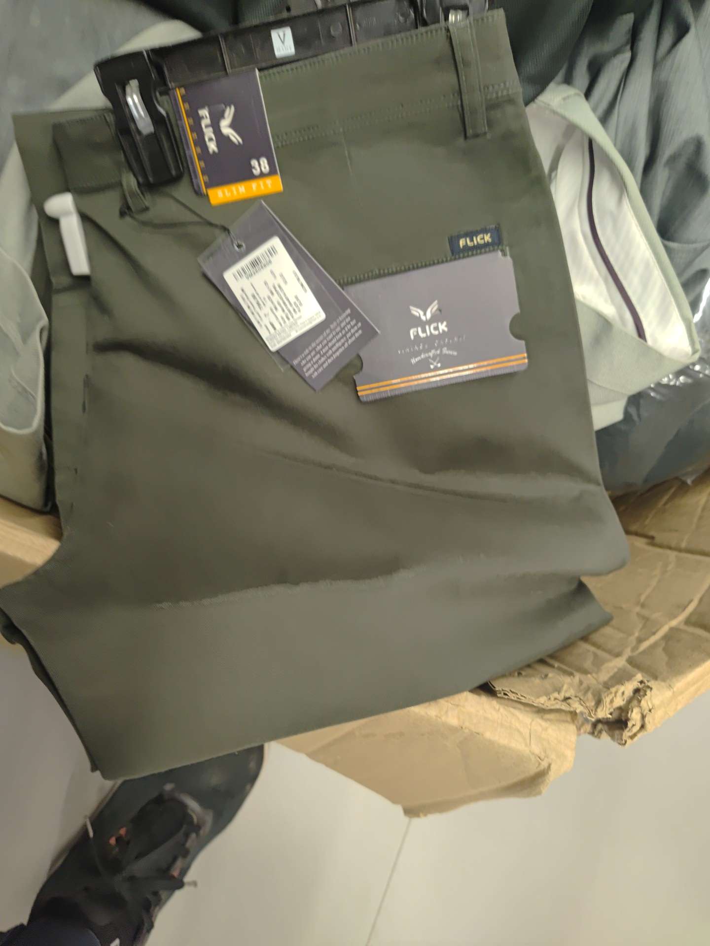 olive twill casual trousers - 21946925 - Zoom Image - 0