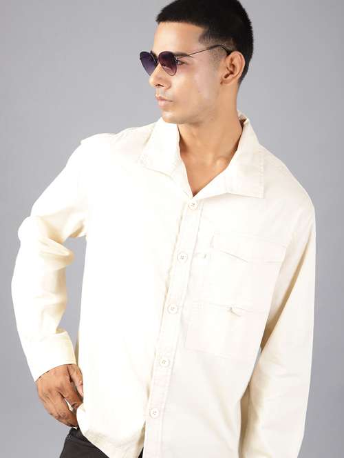 men solid collared long sleeve casual shirt - 21947143 -  Standard Image - 0