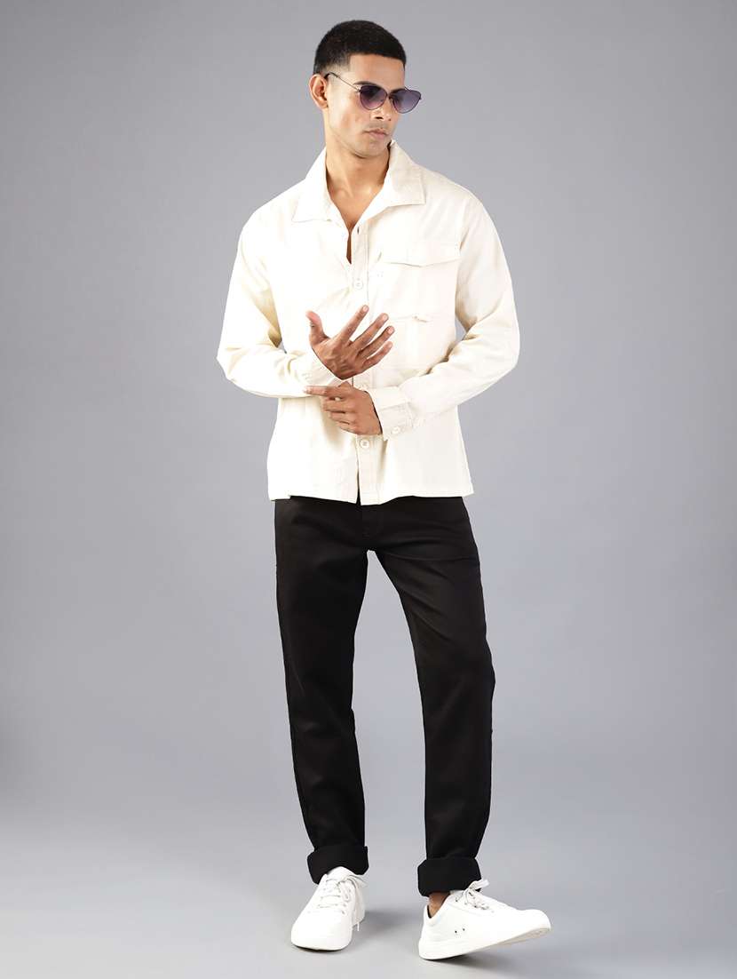 men solid collared long sleeve casual shirt - 21947143 -  Standard Image - 3