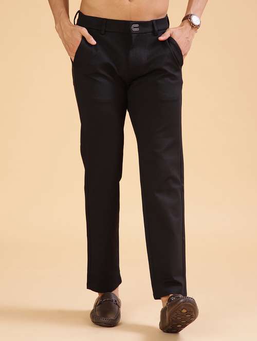 black cotton chinos casual men solid mid rise casual chinos - 21947152 -  Standard Image - 0