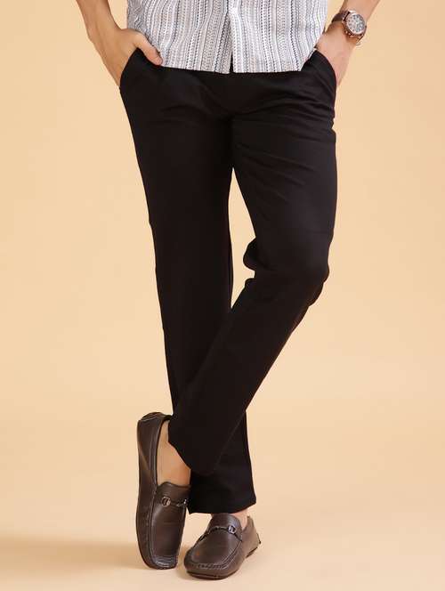 men solid mid rise casual chinos - 21947154 - Standard Image - 0