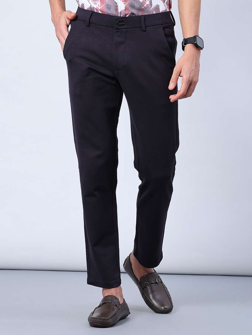 men solid mid rise casual chinos - 21947155 -  Zoom Image - 0