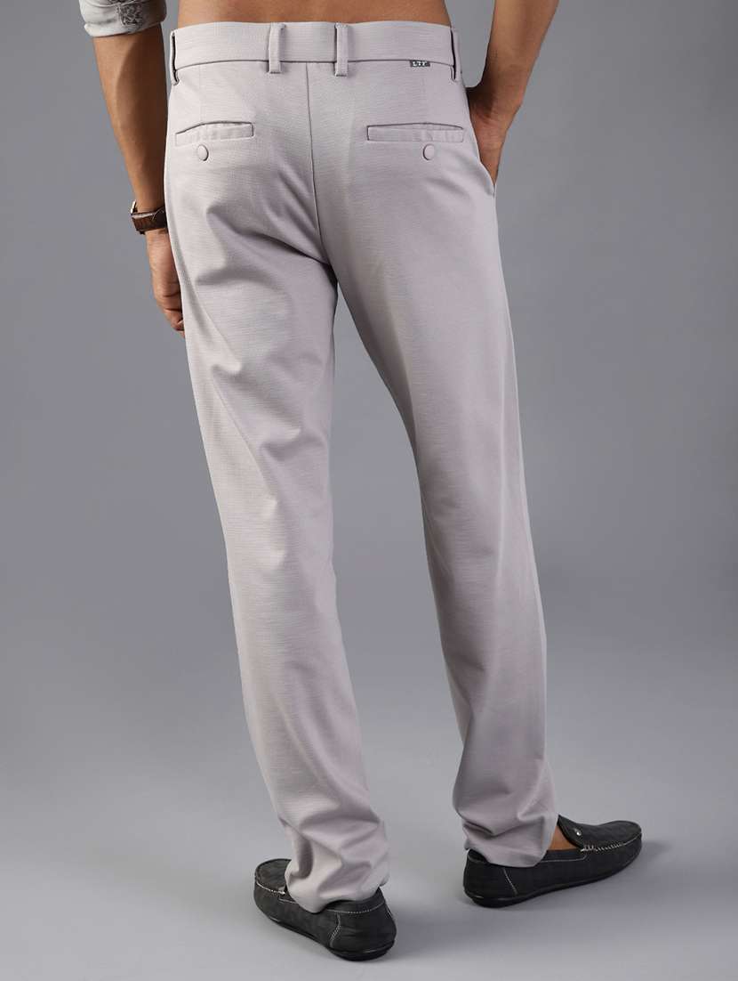 men solid mid rise flat front casual trouser - 21947156 -  Standard Image - 3