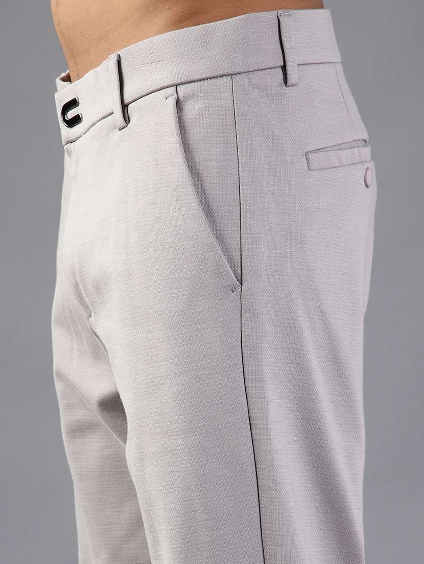 men solid mid rise flat front casual trouser - 21947156 -  Standard Image - 5