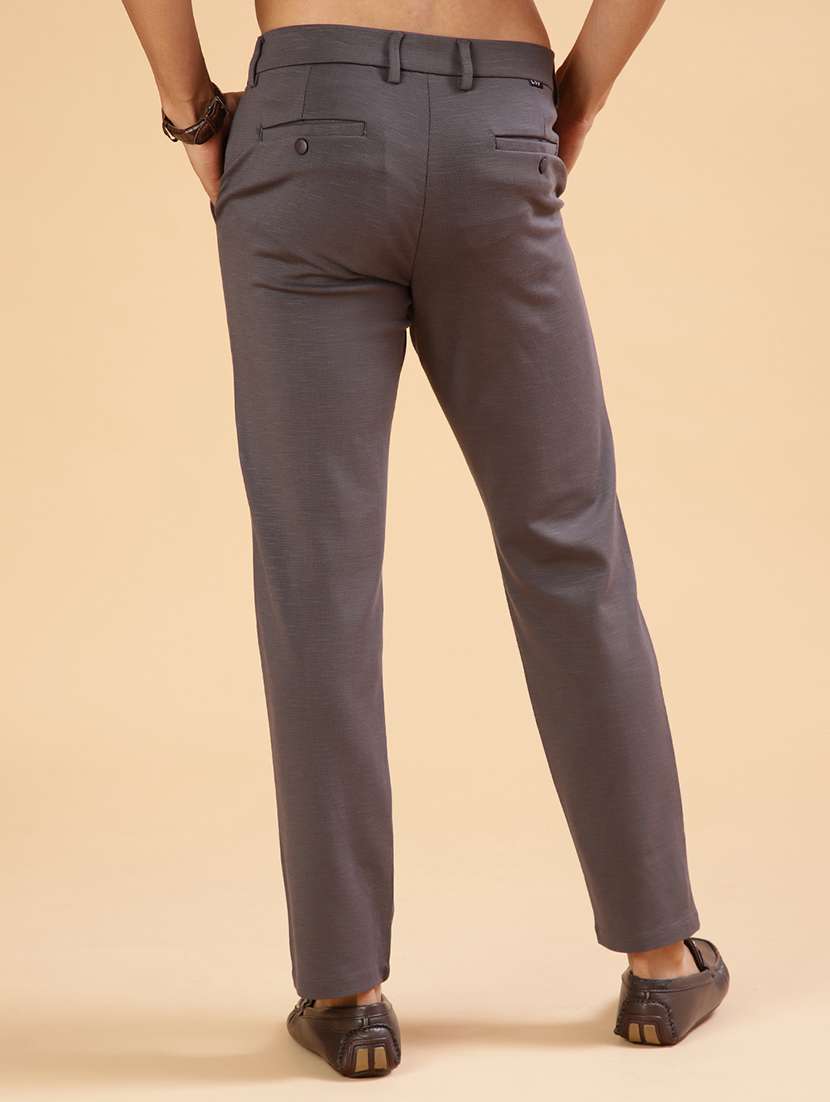 men solid mid rise flat front casual trouser - 21947158 -  Standard Image - 3