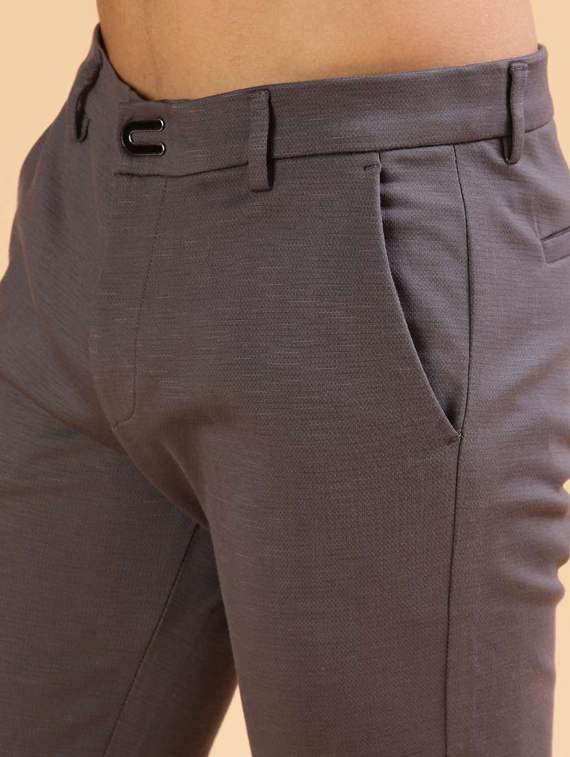 men solid mid rise flat front casual trouser - 21947158 -  Standard Image - 5