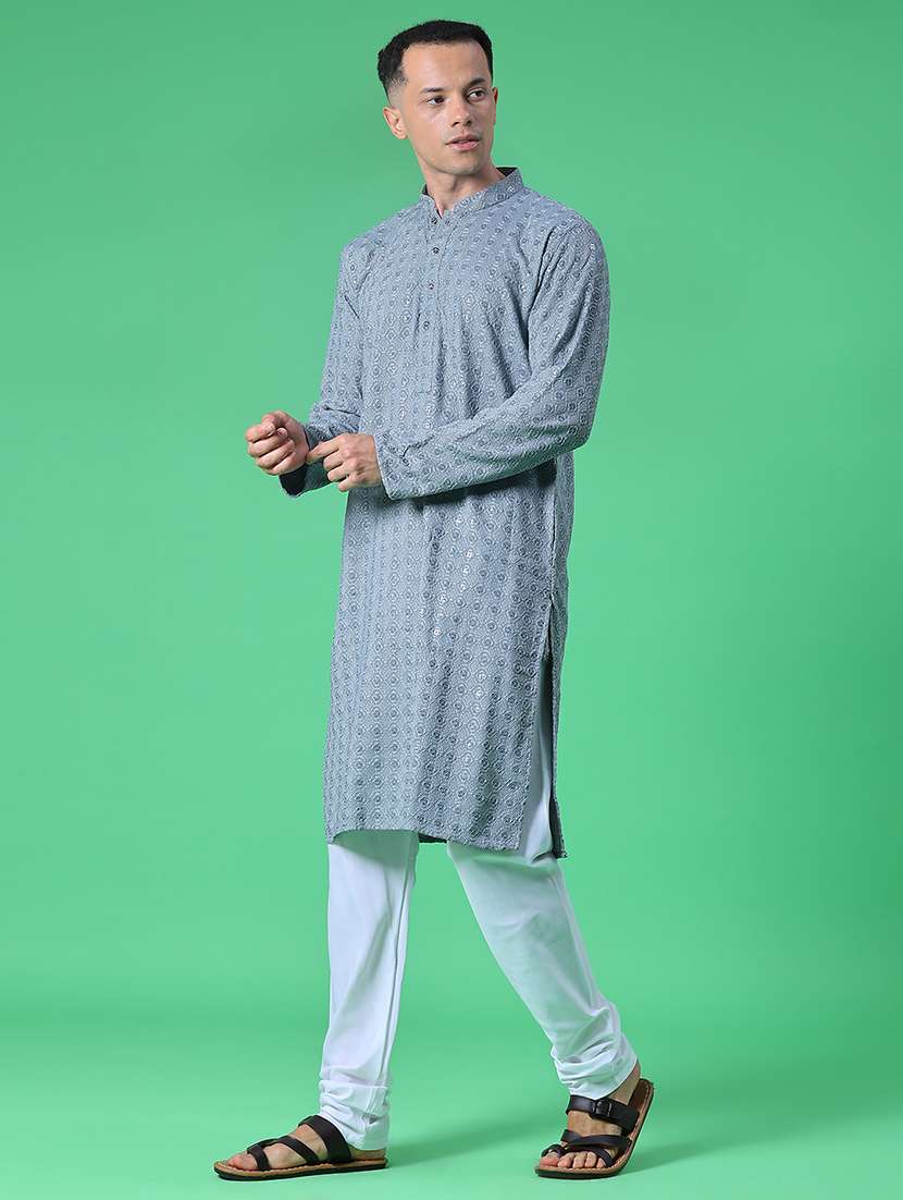 men long sleeve kurta and pyjama set - 21947294 -  Standard Image - 3
