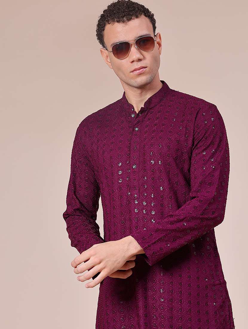 men long sleeve kurta and pyjama set - 21947295 -  Standard Image - 3