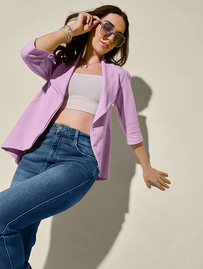 women lavender solid asymmetric shrug - 21947422 - Standard Image - 3