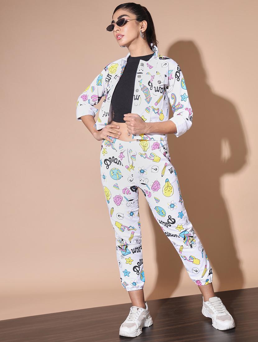 women white printed collared summer jacket - 21947446 - Standard Image - 5