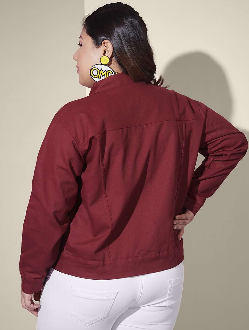 women solid collared denim summer jacket - 21947461 - Standard Image - 3