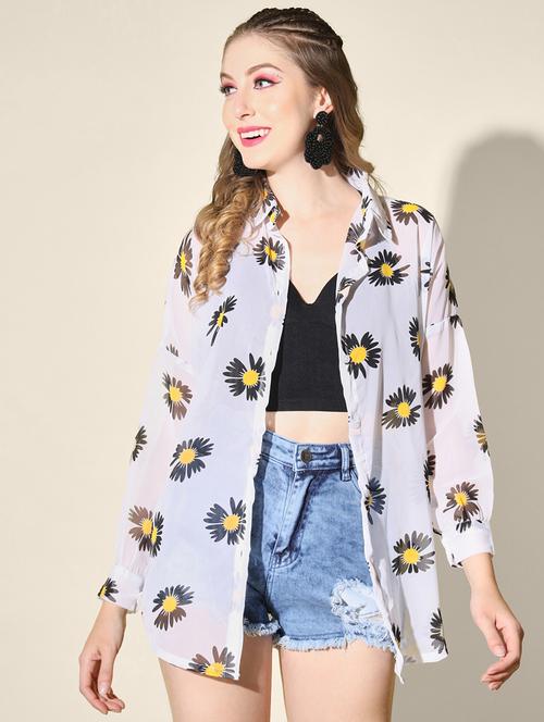 women white floral print collored long sleeve shirt - 21947476 -  Standard Image - 0