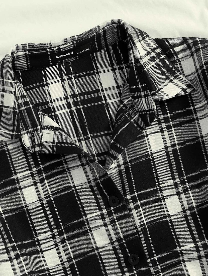 women checkered collared long sleeve crop shirt - 21947480 - Standard Image - 3