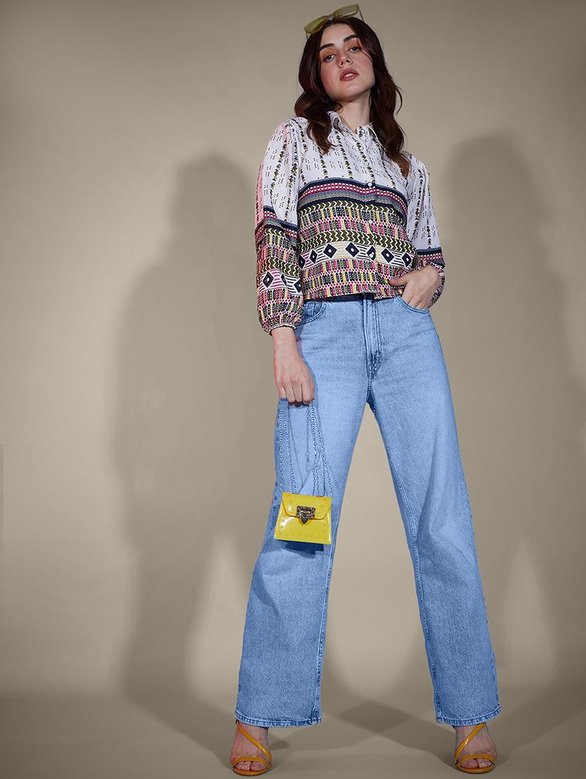women printed puff sleeve collared regular shirt - 21947486 - Standard Image - 5