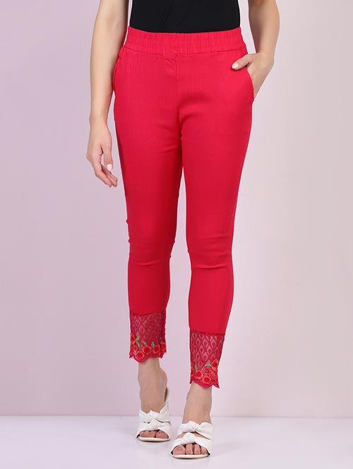 women solid mid rise ankle length tapered pant - 21947494 -  Standard Image - 0