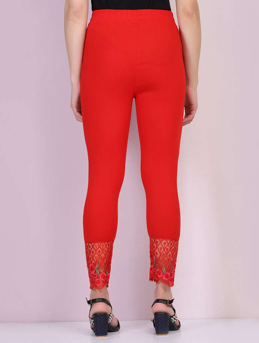 women embroidered hem mid rise tapered pant - 21947499 - Standard Image - 3