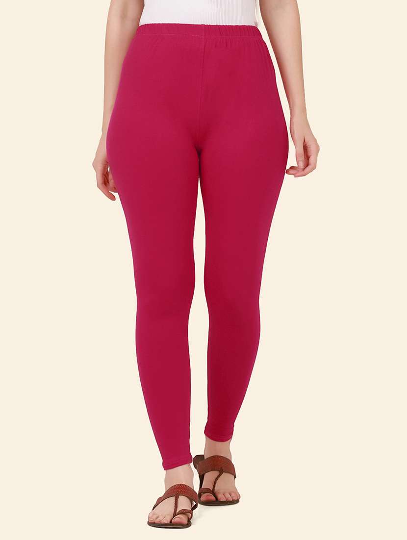 women solid mid rise ankle length legging