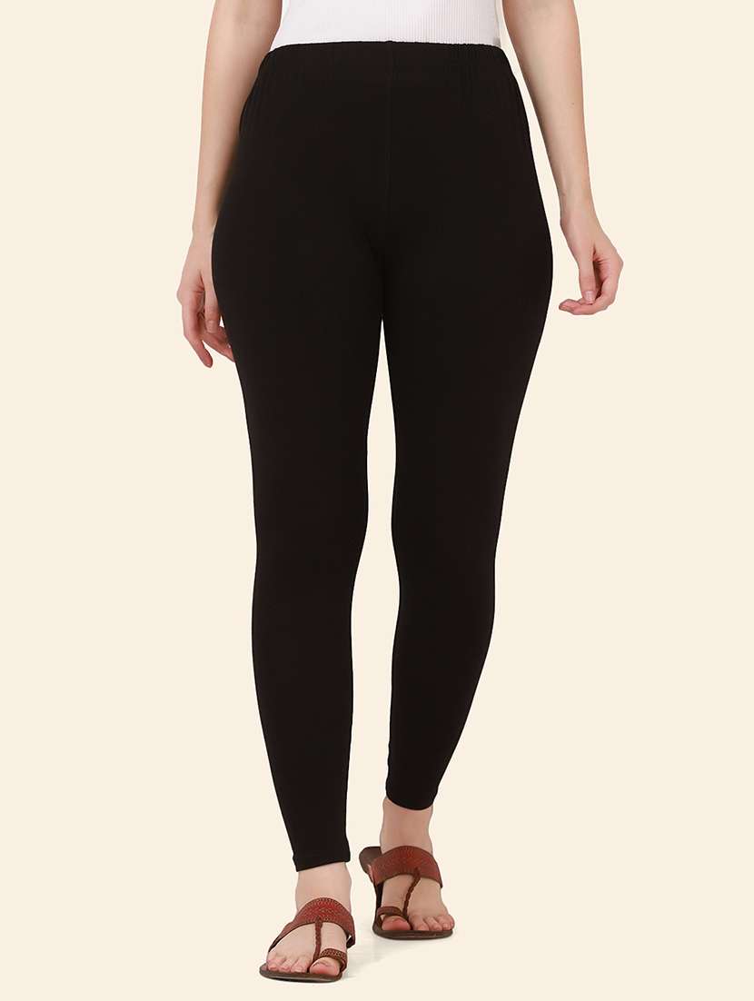 women solid mid rise ankle length legging