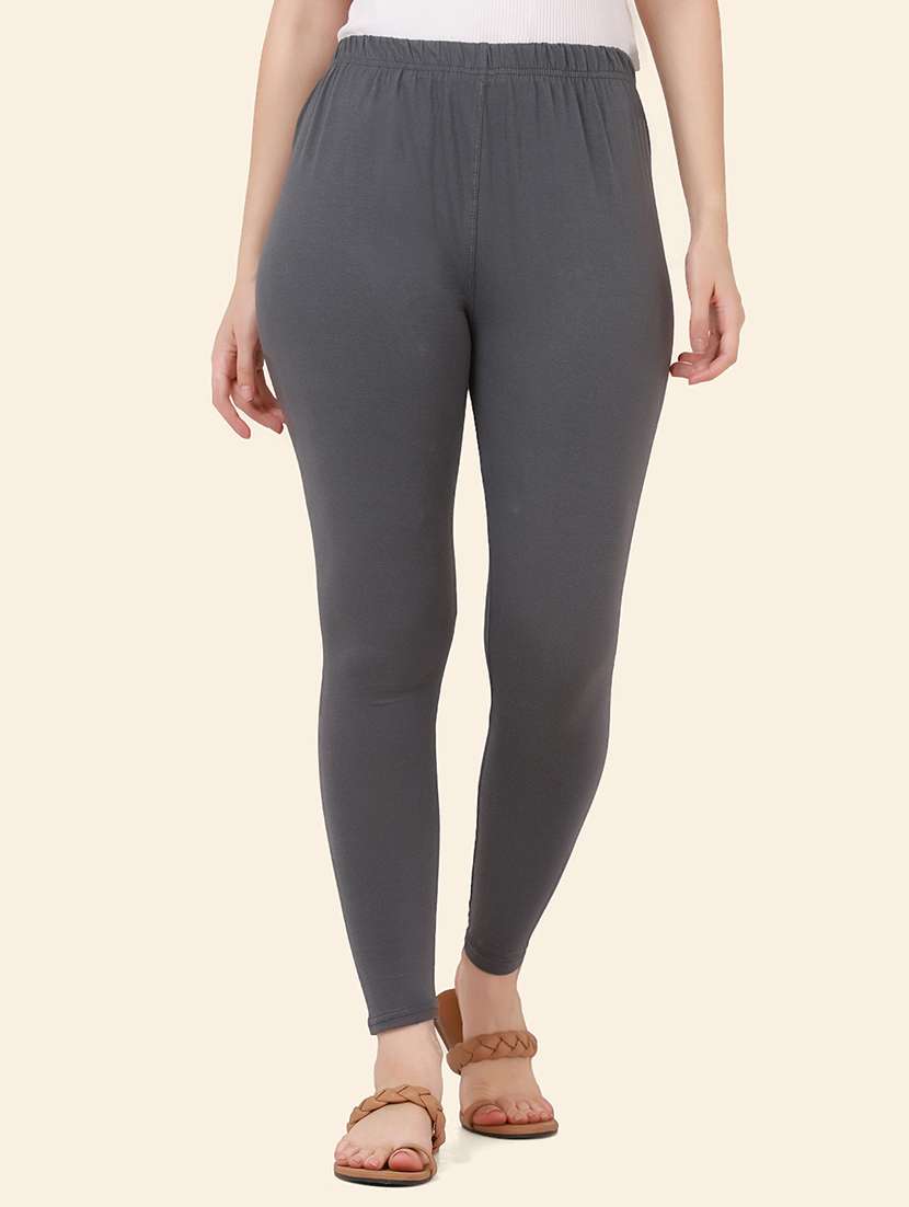 women solid mid rise ankle length legging