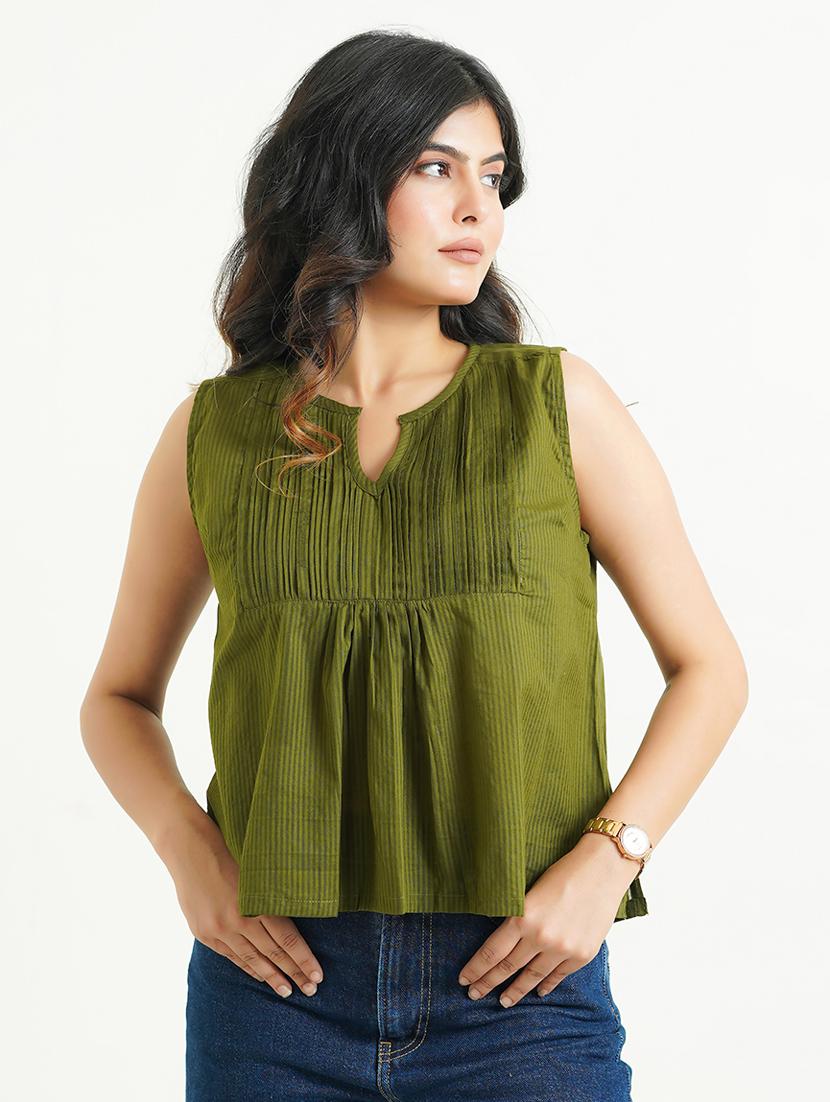 women green solid sleeve regular fit top - 21947545 - Standard Image - 3