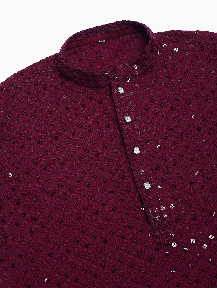 men embroidered mandarin neck long kurta - 21947576 - Standard Image - 5
