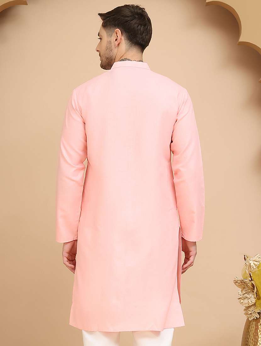men solid mandarin neck long kurta - 21947581 -  Standard Image - 3