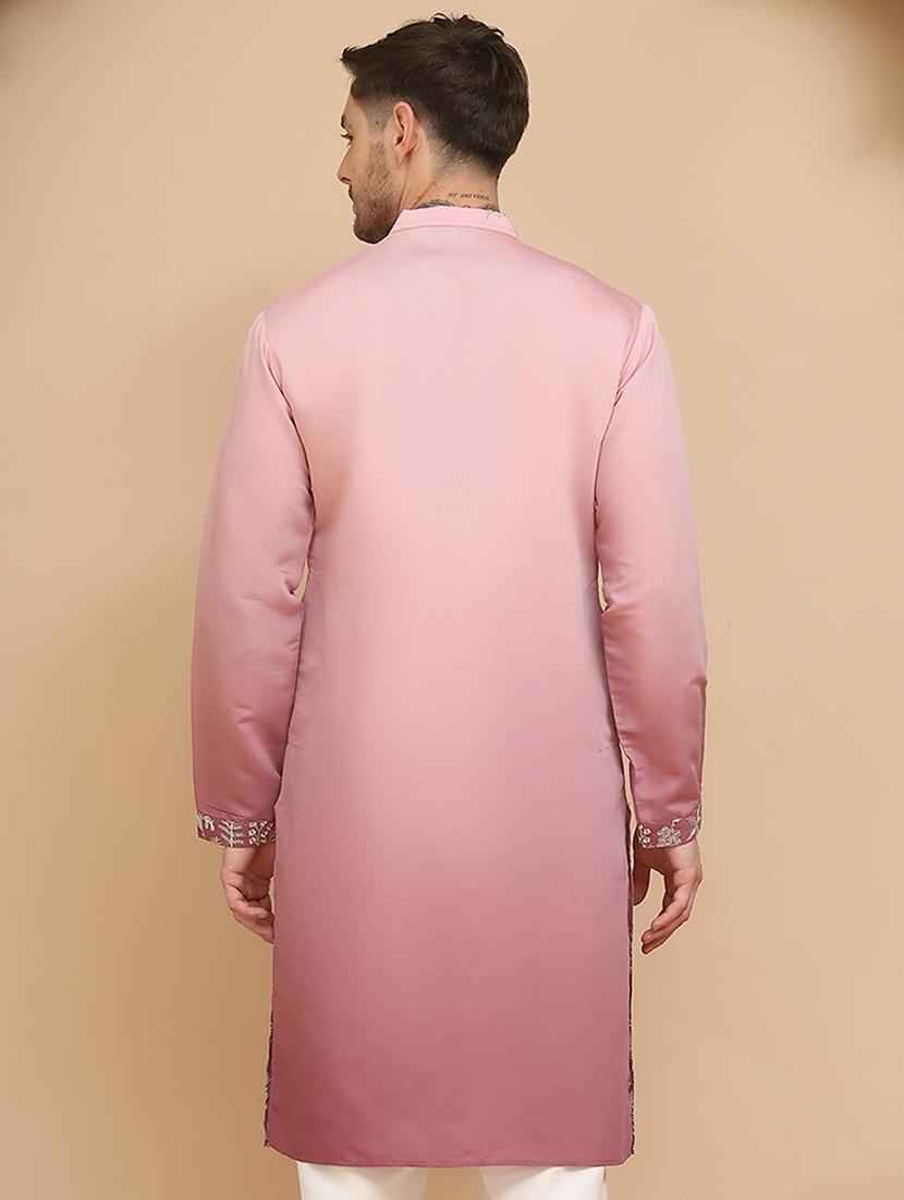 men embroidered mandarin neck long kurta - 21947588 - Standard Image - 3