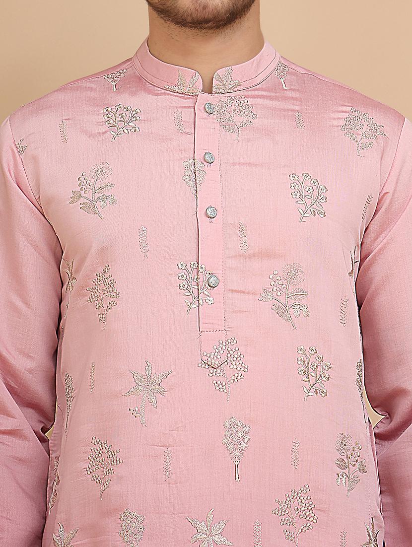 men embroidered mandarin neck long kurta - 21947588 - Standard Image - 5