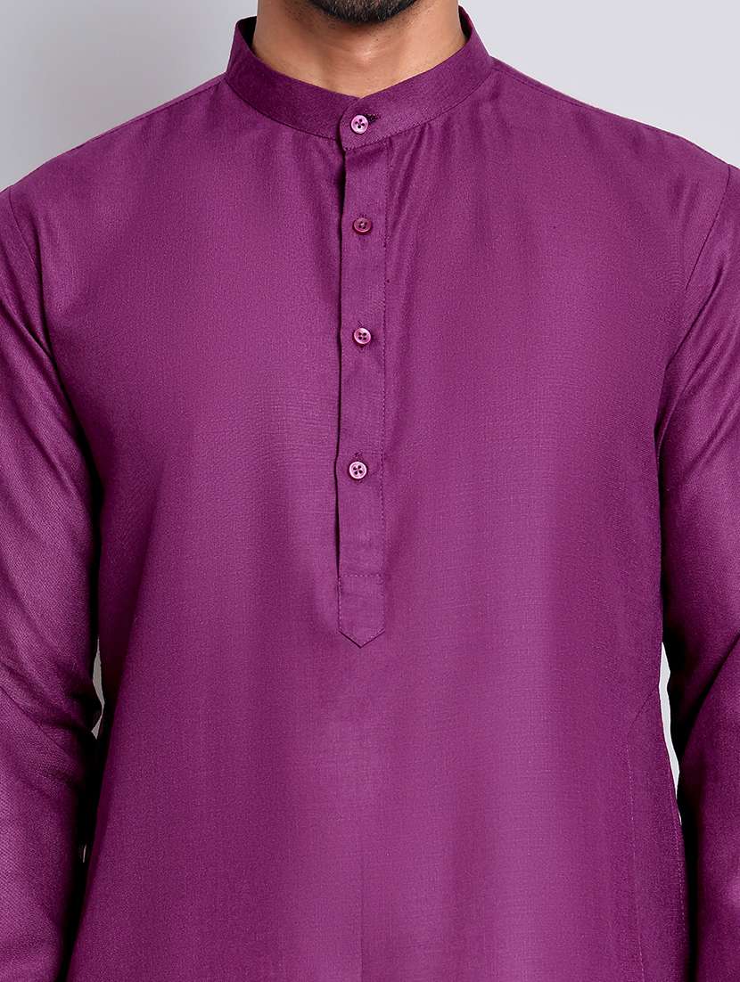 men solid mandarin neck long kurta - 21947590 -  Standard Image - 5