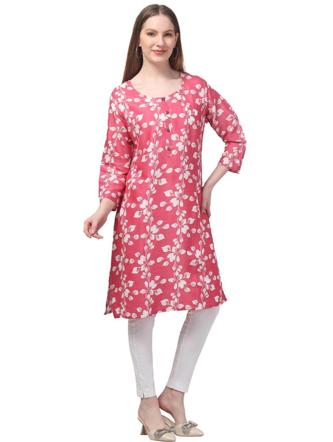 women three quarter sleeve straight kurta - 21947644 - Standard Image - 3