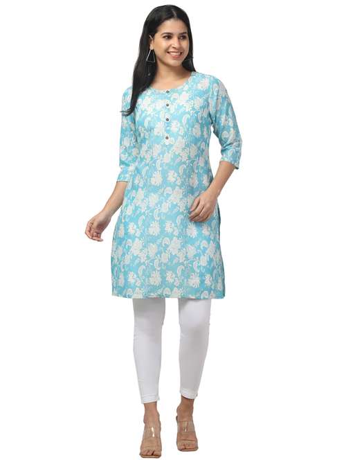 women three quarter sleeve straight kurta - 21947653 - Standard Image - 0